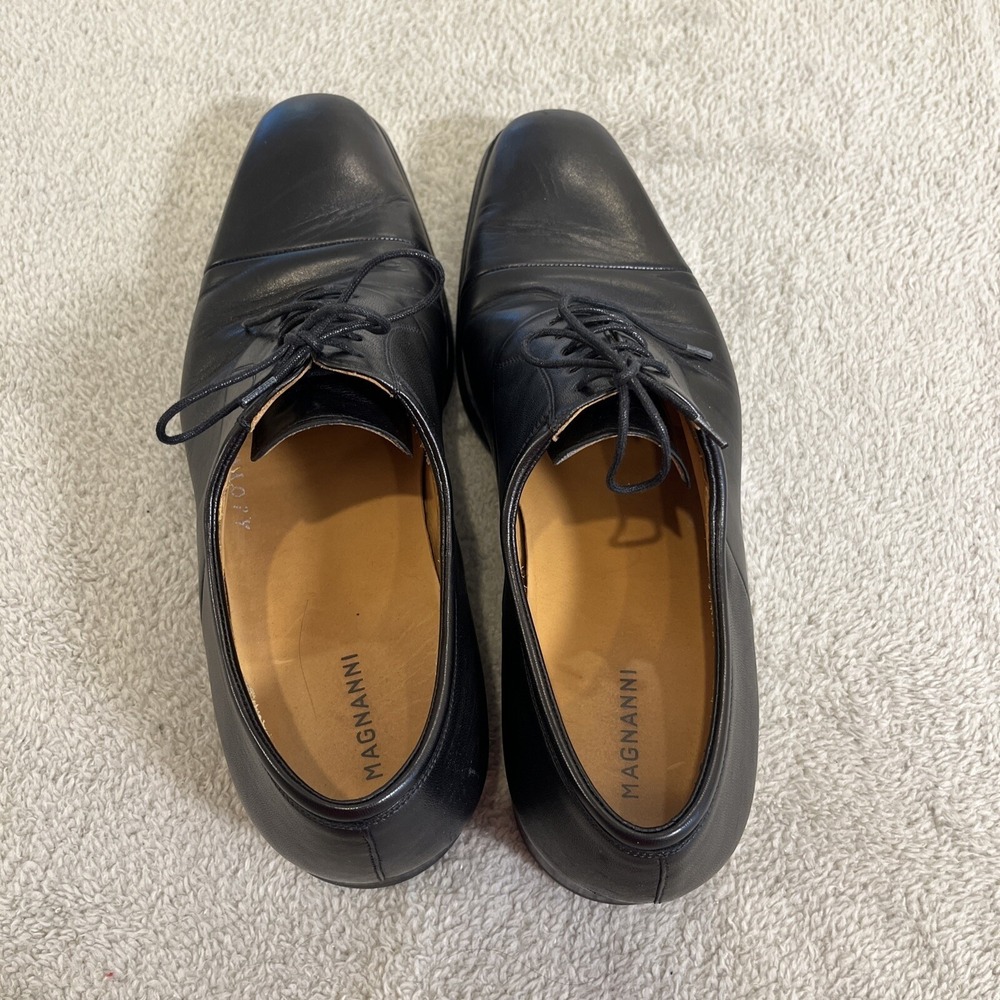 Magnanni Federico Napa Black Men's Lace Up Cap Toe Shoes Size 11D 12654 - Picture 4 of 11